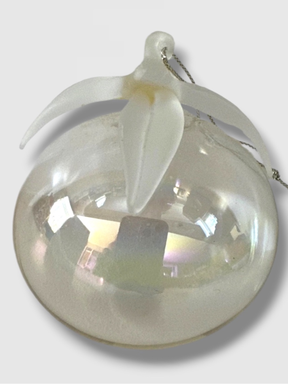 VINTAGE SILVESTRI GLASS FLOWER FLORAL Round CHRISTMAS ORNAMENT Original Box